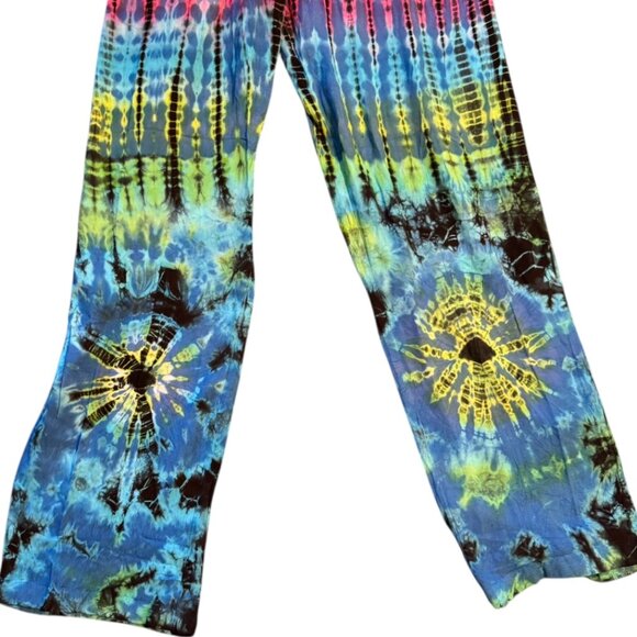 Tie Dye Jumpsuit Overalls Colorful Festival Hippie Boho Chic Romper - Picture 6 of 8